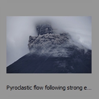 Pyroclastic flow following strong eruption